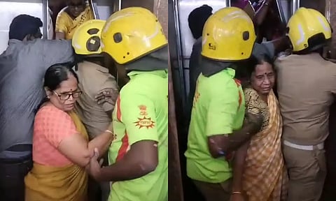 பறக்கும் ரெயில் நிலையத்தில் லிப்டில் சிக்கிய பெண் பயணிகள்