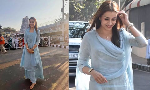 திருப்பதி ஏழுமலையான் கோயிலில் நடிகை திரிஷா சாமி தரிசனம்