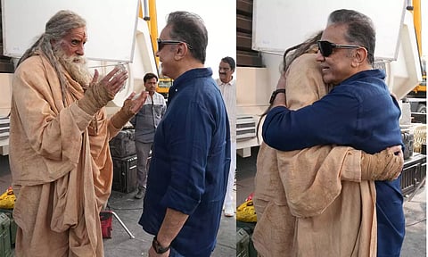 'கல்கி 2898AD' 2 படப்பிடிப்புத் தளத்தில் அமிதாப் பச்சனை சந்தித்த கமல்