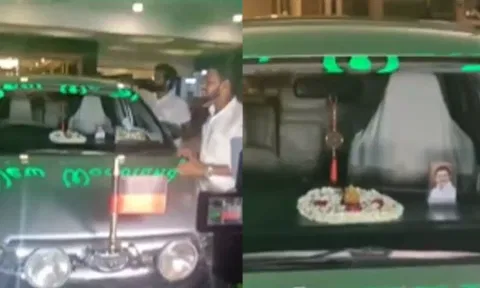 தி.மு.க கொடி... மு.க.ஸ்டாலின் படம்... ஓபிஎஸ் கார்..- திகைத்துப் போன தொண்டர்கள்..!