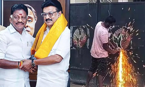 கட்சி மாறியதும் காட்சிகள் மாறியது- அ.தி.மு.க. சுவடே இல்லாமல் போன ஓ.பி.எஸ். வீடு