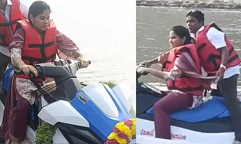 VIDEO: திருவொற்றியூர் படகு குழாமை திறந்து வைத்து வாட்டர் ஸ்கூட்டரில் சவாரி செய்த மேயர் பிரியா