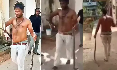 ஆந்திராவில் தன்னை கடித்த பாம்பை தூக்கிக் கொண்டு மருத்துவமனைக்கு சென்ற வாலிபர்