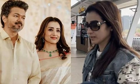 TVK Vijay| சென்னை விமான நிலையத்தில் விஜய் குறித்த கேள்விக்கு மவுனம் காத்த திரிஷா