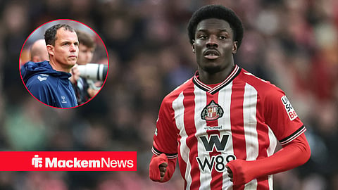 Sunderland striker Eliezer Mayenda and Regis Le Bris