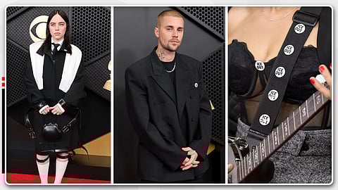 ട്രംപിന്റെ കുടിയേറ്റ വിരുദ്ധ നടപടികൾക്കെതിരെ 'ICE OUT' ടാഗ് ധരിച്ച് ​ഗ്രാമി ജേതാക്കൾ