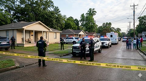 Photograph depicting the police response  of the crime scene in Shreveport, Louisiana