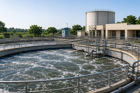 Modern SBR-based municipal sewage treatment infrastructure at the 60 MLD Kapurai STP in Vadodara, delivering high-performance wastewater treatment and supporting circular water management.