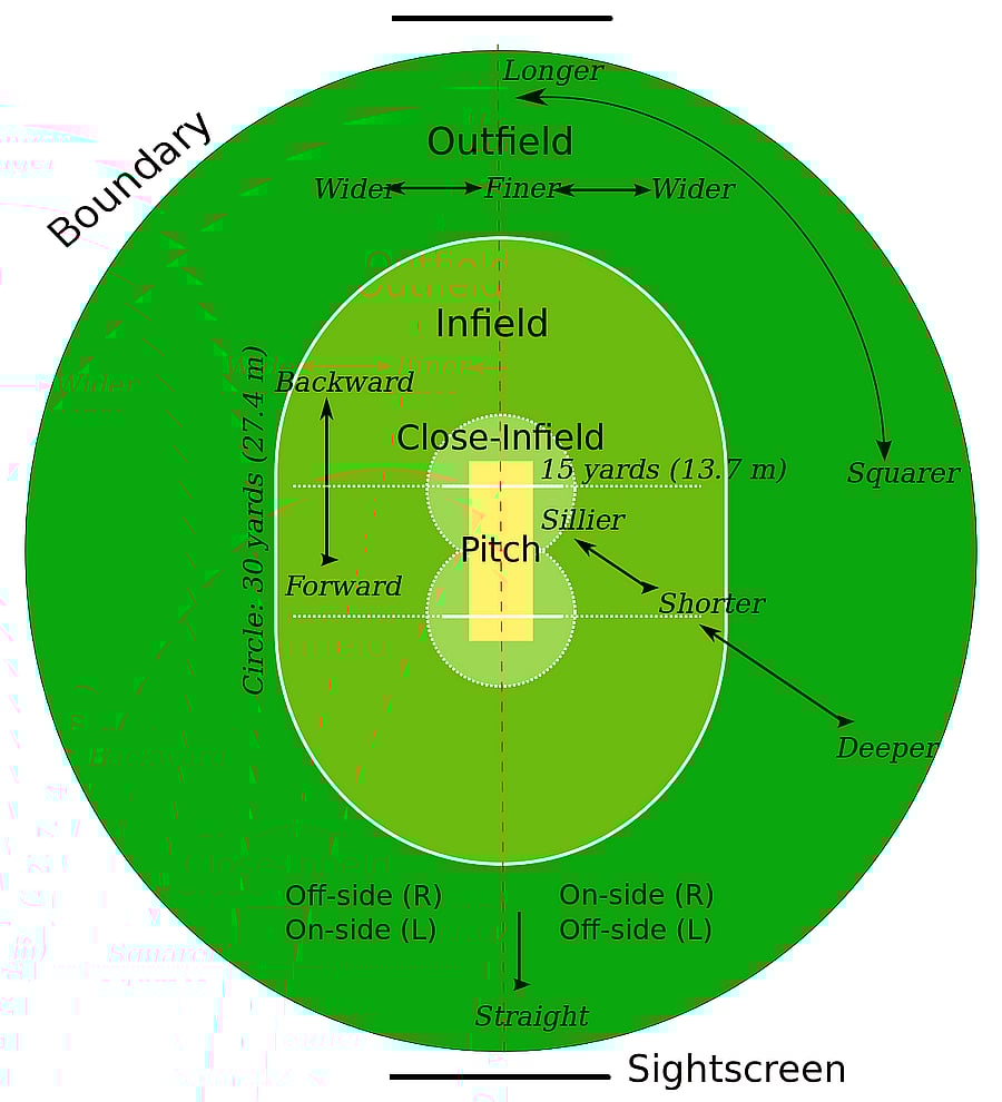 caption- The pitch is a flat surface 10 feet (3.0 m) wide, with very short grass that tends 