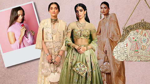 Alia Bhatt, Sonam Kapoor, Khushi Kapoor, and Athiya Shetty carrying a batua bag - Left to Right