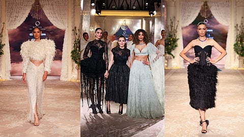 Some looks from Roseroom by Isha Jadodia's showcase at the ICW 2026, and Isha Jajodia taking a bow after the show