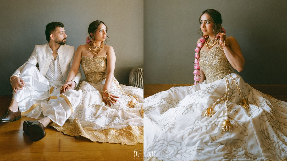 “I Repurposed My Achama's Kasavu Saree Into A Lehenga,” Says Heirloom Bride Anushka Karekadan