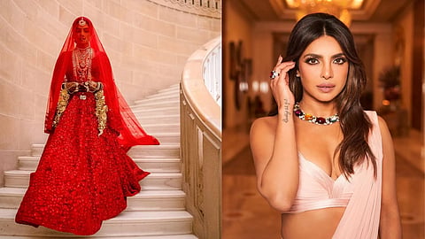 Priyanka Chopra as a bride and sporting a ruby ring
