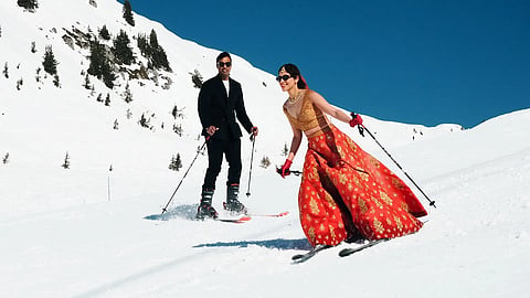 Shivangi Kumra chose to ski on the French Alps in red lehenga and it went viral