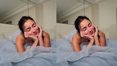 Alia Bhatt wearing a fresh, dewy, peachy blush