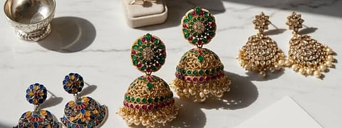 Make your festive look memorable with a stunning pair of Jhumkas. An oxidized  will easily glam-up your outfit, whether it be a wedding, or a party.