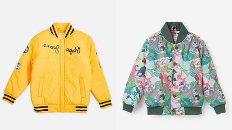 Explore bomber jackets for boys in padded and lightweight styles, featuring sporty ribbed hems, solid colours and fun prints for easy winter layering.