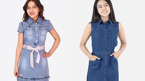 Denim Days Ahead—explore girls’ denim dresses in pinafore, shirt-dress and dungaree styles, with easy washes and wearable details for everyday outings.