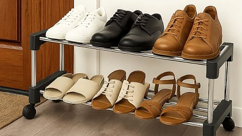 Keep your entryway neat and clutter-free with sturdy, space-saving shoe racks that organise footwear efficiently while keeping your home tidy and odour-free.