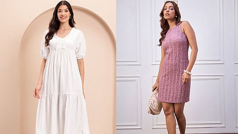 Explore crinkled dresses—shirt dresses, wrap minis, and airy oversized styles that bring texture, movement, and effortless outfit polish.