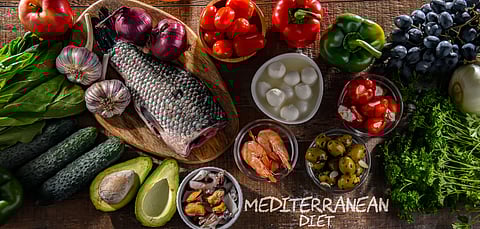 The diet consists of fresh fruits and vegetables with whole grains, legumes, nuts and seeds. Olive oil is the main healthy fat source while fish and seafood are eaten on a regular basis. 