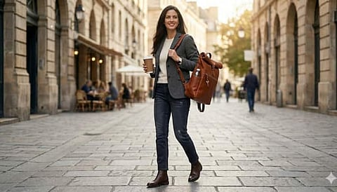 Stylish women’s backpack with spacious compartments avaiable on Myntra.