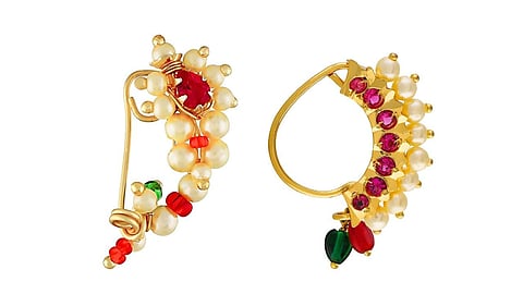 Add a touch of tradition to your Gudi Padwa celebrations with these stunning nath designs.


