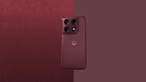 Motorola Edge 70 Pro+ in Pantone-toned satin-luxe finish showcasing curved AMOLED display.