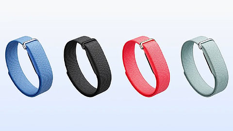 Google Fitbit Air displayed with multiple interchangeable band options in different colour variants.
