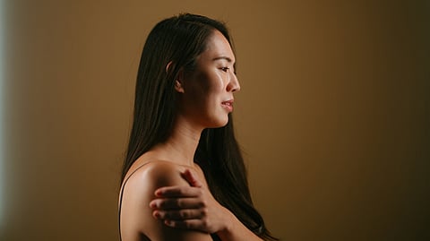 A women with oily skin.