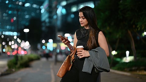 A women commuting to her work.