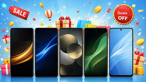 Amazon Prime Day 2026 mid-range smartphone deals featuring OnePlus Nord CE 6, Galaxy M56 5G, iQOO Z11x 5G, and Realme Narzo 90x 5G.