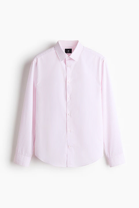 H&M Slim Fit Easy-iron shirt pink striped.