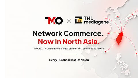 TMOE and TNL Mediagene logos with the headline Network Commerce. Now in North Asia.