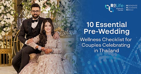 Indian couple pre-wedding wellness preparation in Thailand for destination wedding