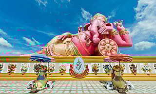 Giant Pink Ganesha Statue in Thailand