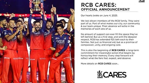 വിക്ടറി പരേഡിൽ മരിച്ചവരുടെ കുടുംബത്തിന് സഹായധനം പ്രഖ്യാപിച്ച് RCB