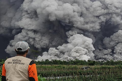 eruption of Mount Semeru in Lumajang, East Java 