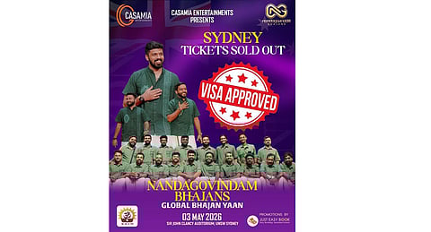 ‌നന്ത​ഗോവിന്ദം ഭജനാസിന്റെ സിഡ്നി പ്രോ​ഗാം ടിക്കറ്റുകൾ വിറ്റു തീർന്നു 