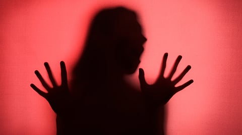 Terrifying hands silhouettes in the studio.