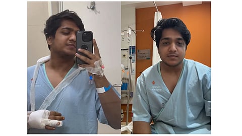 An image of Aryan Mangal in the hospital.