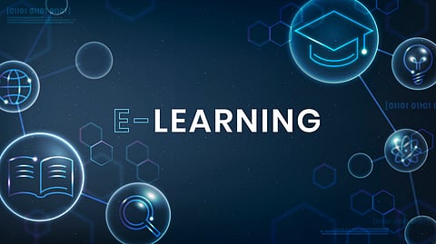 E-learning education template vector technology ad banner