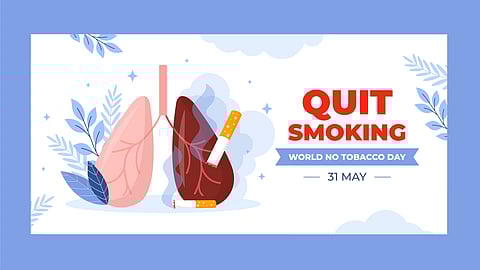 Flat horizontal banner template for no tobacco day awareness
