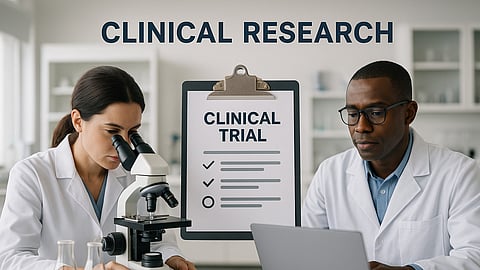 Researchers at work during a clinical trial