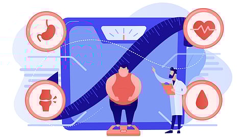 A medical illustration showing some statistics about obesity.
