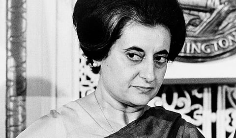 Cropped photograph of Indian Prime Minister Indira Gandhi