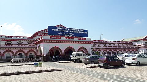 Entrance gate of Jhansi railway station.