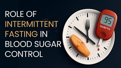 Illustration of a clock with a salmon and a glucometer on it