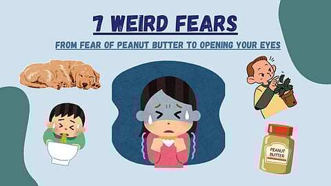 Image having blue background showing pictures of some weird fears with help of graphics.
