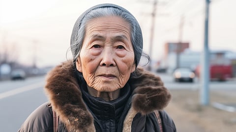 Image shows a close-up of an older Chinese woman’s face.